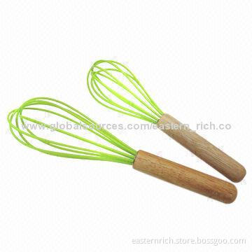 Silicone whisk, rubber wood handle, 24/21cm